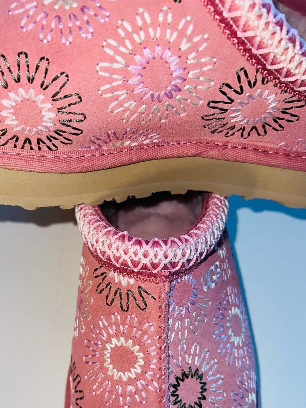 🆕 UGG Tazz Sun Stitch Logo Platform Clog Slippers Horizon Pink Women’s US 7.5/8 - Picture 10 of 16